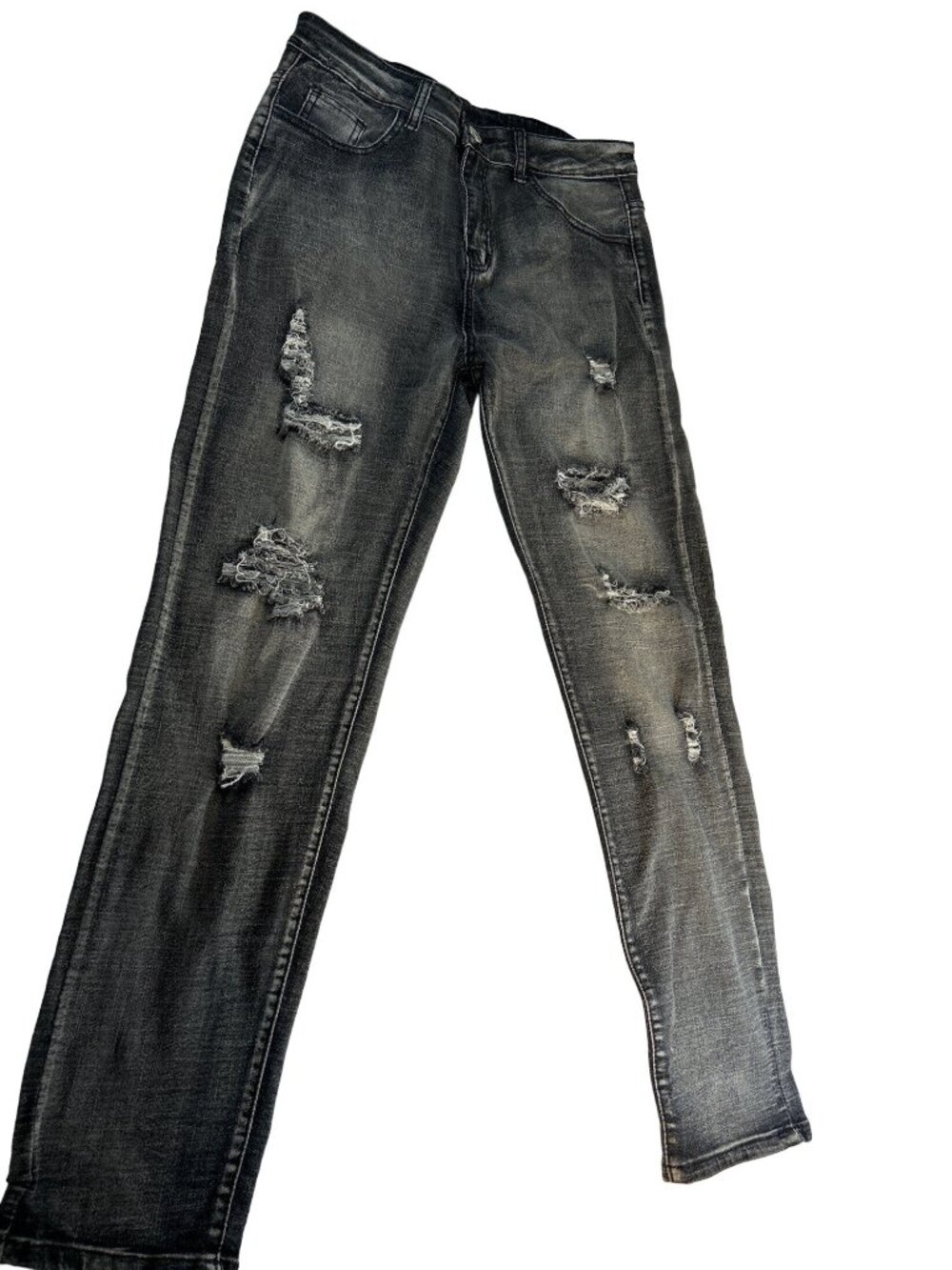 Romwe Mens Jeans Straight Leg Stretch Distressed Size 30 NWT